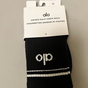 ALO Yoga Black and White Unisex Half-Crew Socks